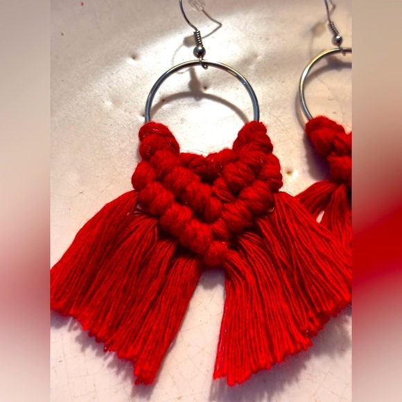 Ruby Red Tassel Earrings - Picture 2 of 4